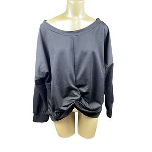 Black knit long sleeve off shoulder top 2xl